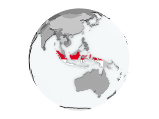Indonesia on globe isolated