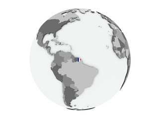 French Guiana on globe isolated