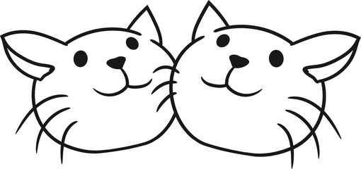 2 freunde team paar pärchen liebe verliebt kopf gesicht klein kind baby hübsch süß niedlich katze kätzchen comic cartoon design haustier