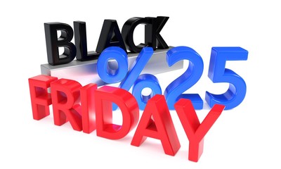 Twentyfive percent discounts on Black Friday, 3d render