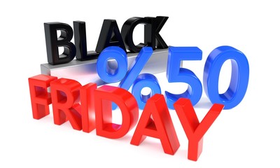 Black Friday discount of fifty percent, 3d rendering