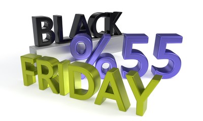 Black Friday, fifty five percent discount, 3d rendering
