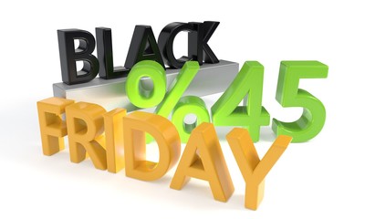 Black Friday discount of fortyfive percent, 3d rendering