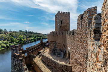 Castle of Almourol in Portugal, initiated the 12th century, located on a small islet in the middle of the Tagus River, served as a stronghold used during the Portuguese Reconquista.