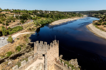 Castle of Almourol in Portugal, initiated the 12th century, located on a small islet in the middle...