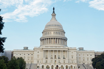 Obraz premium Kapitol lub kopuła w Waszyngtonie, lipiec 2017