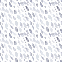 Abstract seamless watercolor pattern. Hand painted dynamic vector background in grey and white colors. Motion, stream, rain drops, paving stone, cobblestone, blots, strokes and animal pattern