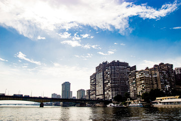 Riverscape of Nile river in Cairo, Egypt