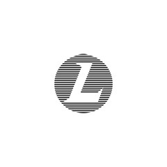 Capital letter L logo on the striped circle shape. Monogram modern emblem initial for business card trendy design element.