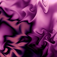 Abstract colorful chaotic zigzag pattern. Fantasy glossy violet and black waves. Digital fractal art. 3D rendering.