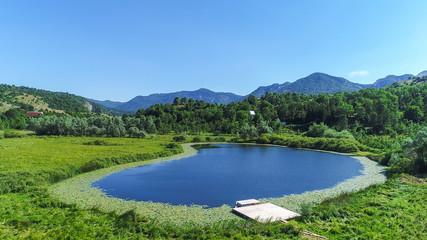 Aerial view on the lake in Durmitor mountain