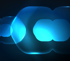 Blurred transparent hexagons on dark, digital abstract background