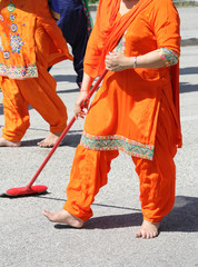 Sikh religion woman during the ceremony
