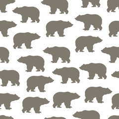 Seamless pattern with cute bears in simple cartoon style.