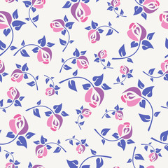 Cute stylish seamless pattern with decorative roses