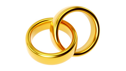 Two linked gold wedding rings