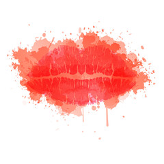 Watercolor lipstick kiss