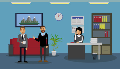 Typical working day in the office.Vector illustration.