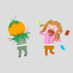 Pumpkin boy  scaring girl

Isolate. Easy background remove. Easy combine! For custom illustration contact me.
