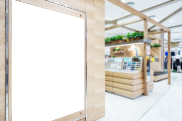 Fototapeta na wymiar blank bulletin board in modern shopping mall