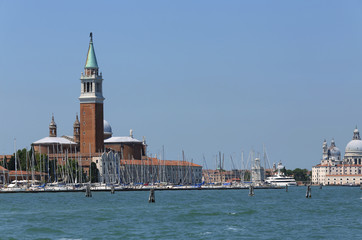 Fototapeta premium Venice Italy bell tower of Saint George Church and the Dome of t