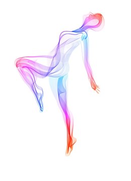 Abstract dancer, woman silhouette over white