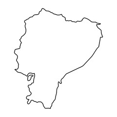 Ecuador map of black contour curves of vector illustration