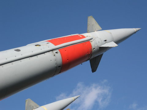 Missiles pointing towards sky