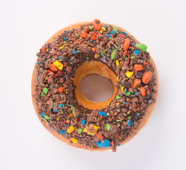 chocolate donuts on a white background