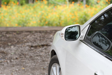 Luxury car wing mirror parking for safety drive