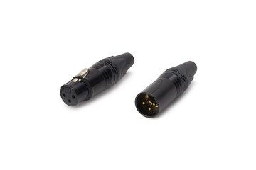 XLR male and female. On white isolated background