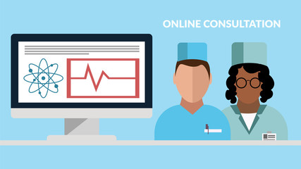 online medic consultation flat banner vector eps 10