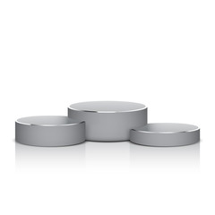 Realistic vector round podium with metal edge, pedestal for winners, isolated on white