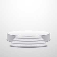 White round podium with stairs, vector design