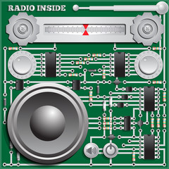 The electronic board in the form of loudspeakers. Vector illustration.