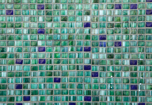 Green mosaic tiles. Background texture