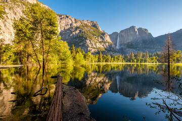 Fototapeta na wymiar Merced River and Yosemite Falls landscape