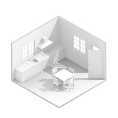 3d isometric rendering kitchen