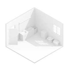 3d isometric rendering of bathroom