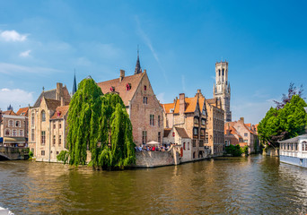 Fototapeta premium Bruges (Brugge) cityscape with water canal