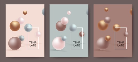 Abstract backgrounds set. Minimal 3d design. Vector illustration