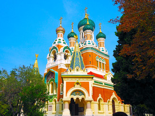 Fototapeta na wymiar The St. Nicholas Orthodox Cathedral, Russian orthodox church, Nice, France