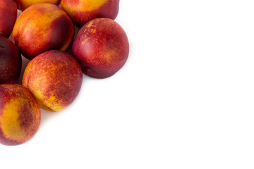 High angle view of peaches on the white background