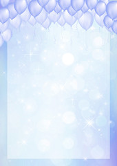 Light blue background with balloons paper