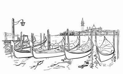 San Giorgio Maggiore church and Lido island sketch