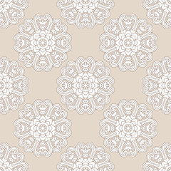 vintage seamless pattern with mandala. Vector monochrome background for textile, print, wallpapers, wrapping.