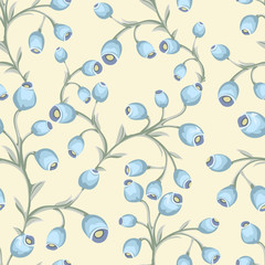 Seamless floral  pattern of berries. Vector background for textile, print, wallpapers, wrapping.