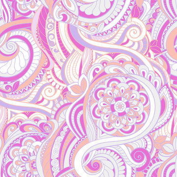 Seamless pink paisley pattern. Vector background for textile, print, wallpapers, wrapping.