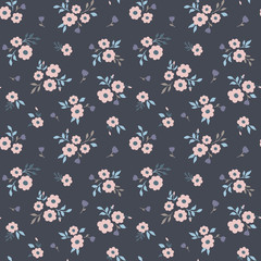 Dark floral pattern. Vector flower seamless background.