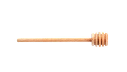 Wooden honey deeper on white background